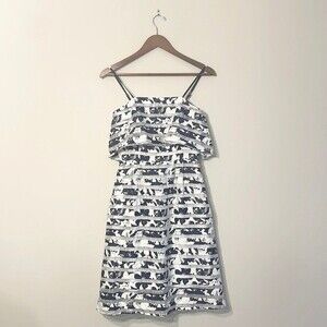 Antonio Melani American Beauty Toma Dress Stripe Embroidered Organza Dress Sz 2